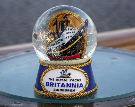 A souvenir Royal Yacht Britannia snowglobe.