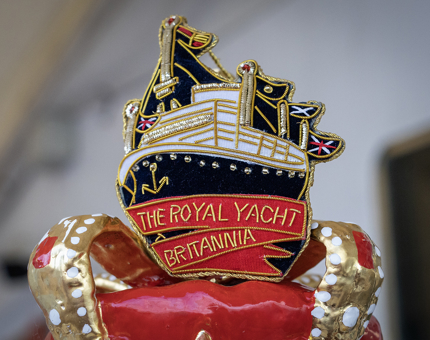 An embroidered hanging decoration of Britannia.