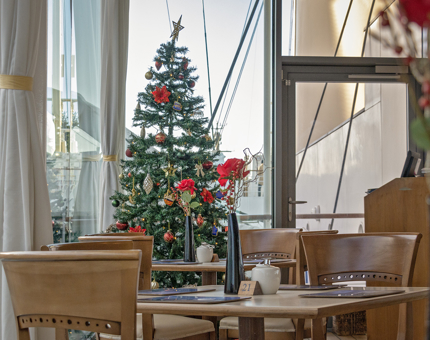 The Christmas tree in the Royal Deck Tearoom.