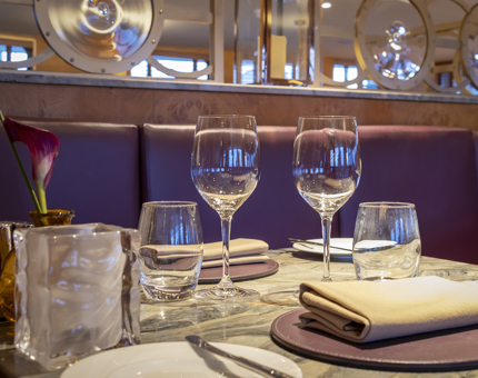 A dinner table set for the evening at Fingal's Lighthouse Restaurant & Bar.