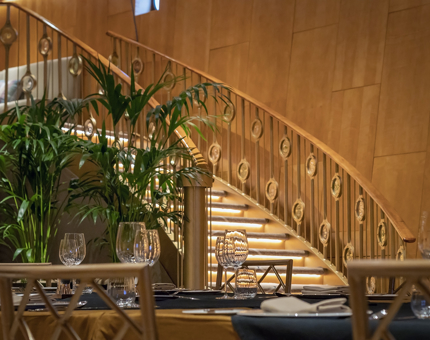 The sweeping staircase leading down to Fingal's Ballroom.