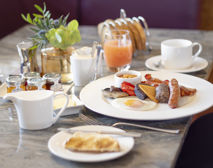 A full Scottish breakfast in The Lighthouse Restaurant & Bar at Fingal. 