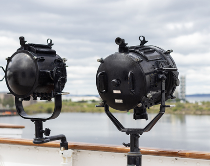 Two signal lamps on the Bridge.