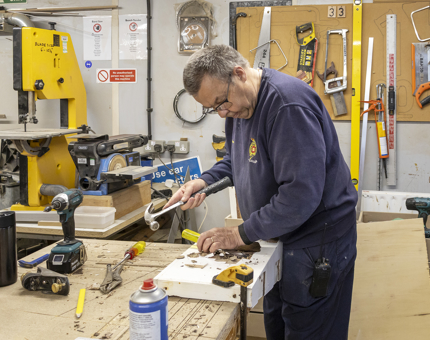 Maintenance repair to an internal door on Bloodhound.