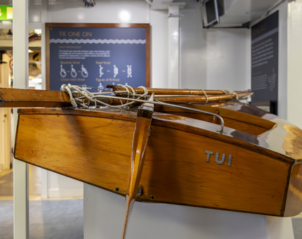 The back of a sailing boat in the sailing exhibition.