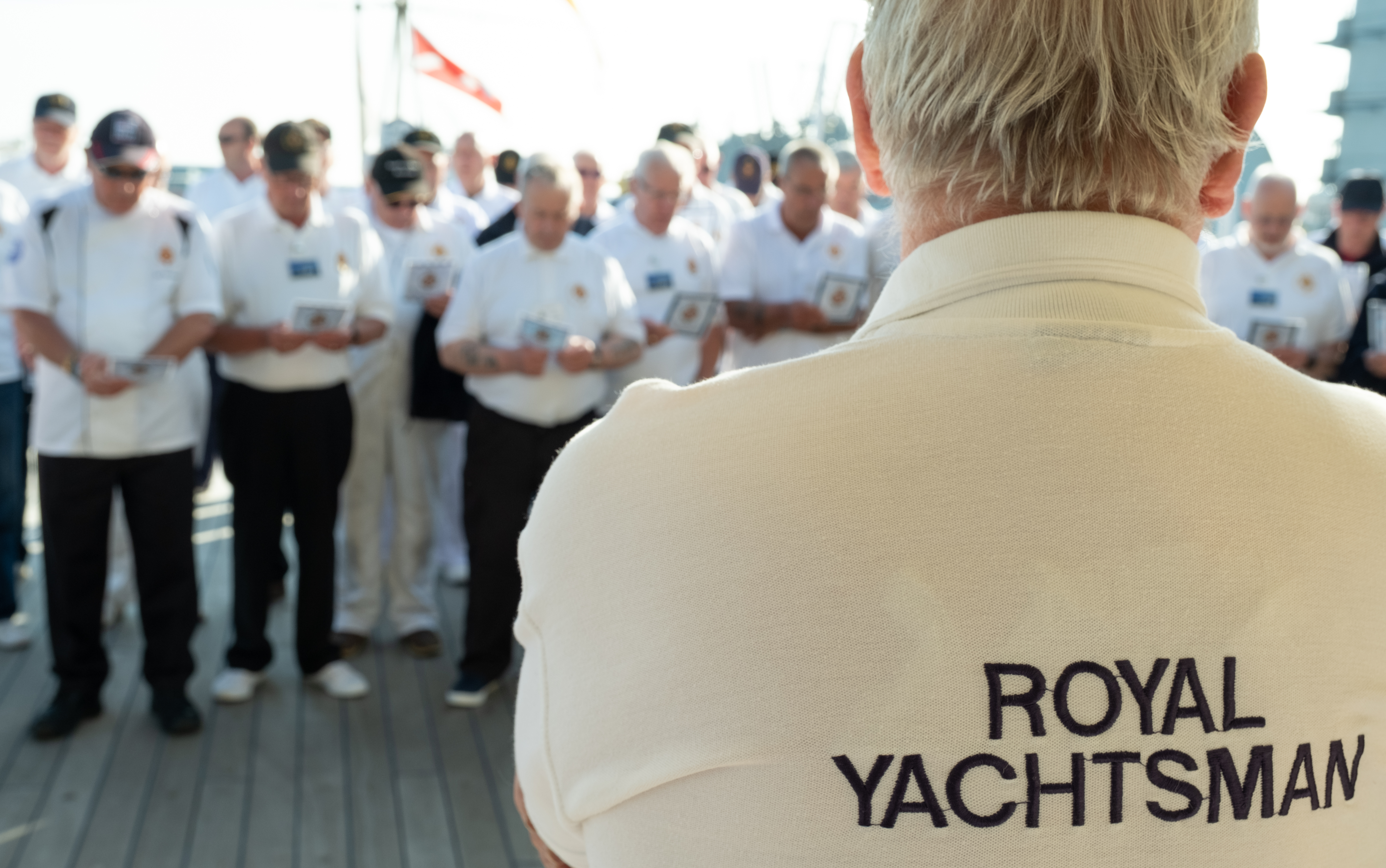 The Former Royal Yachtsmen gather on the Verandah Deck during Yotties' Week