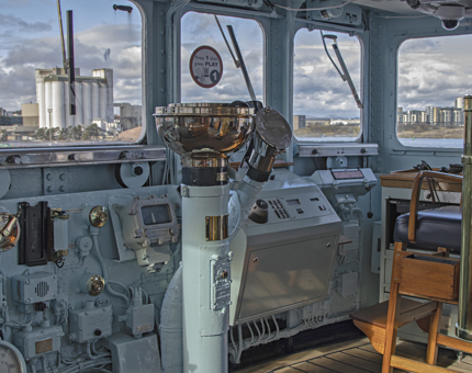 Inside Britannia's Bridge with the metal voice pipe and compass.