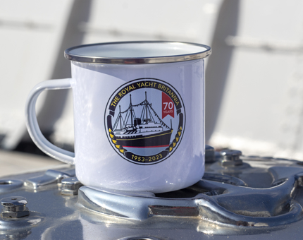 A mug celebrating Britannia's 70 years.