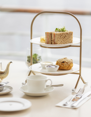 cream tea set up on a table