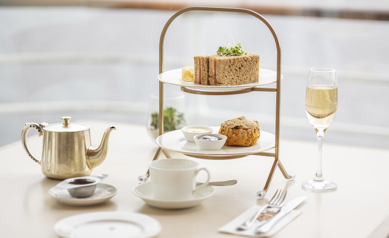 cream tea set up on a table