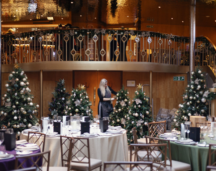 The Ballroom aboard Fingal Hotel is being decorated for Christmas. 