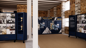 Navy presentation boards feature inside Commodores House on the Isle of Wight, Cowes for a new exhibition