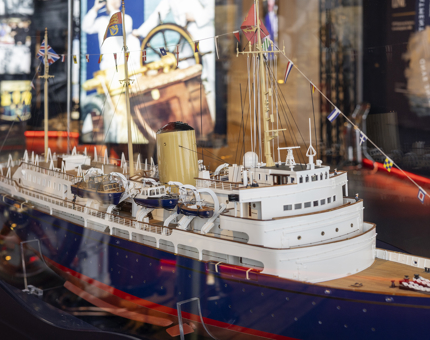A replica model of The Royal Yacht Britannia. 